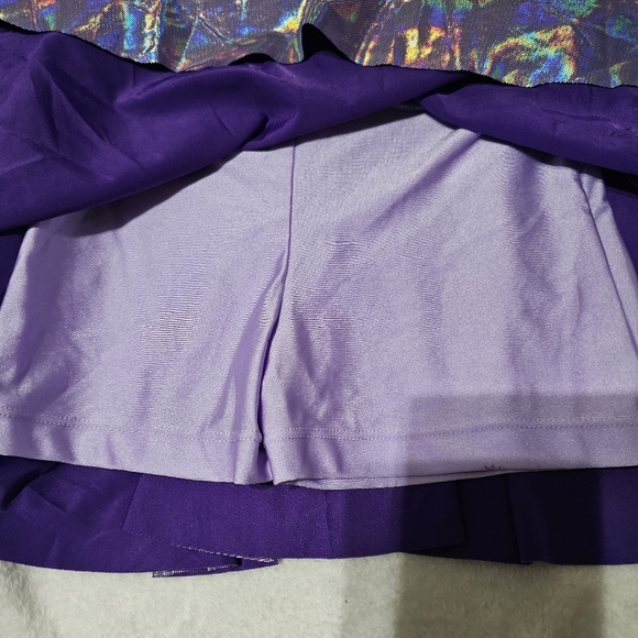 revolution dance Holographic Sequin Purple Silver leotard costume Size Medium 8 - Picture 2 of 6